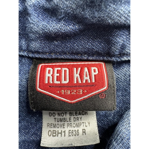 Red Kap Denim Shirt Mens 2XL Button Down Western Fort Worth Embroidered Workwear - Picture 2 of 9